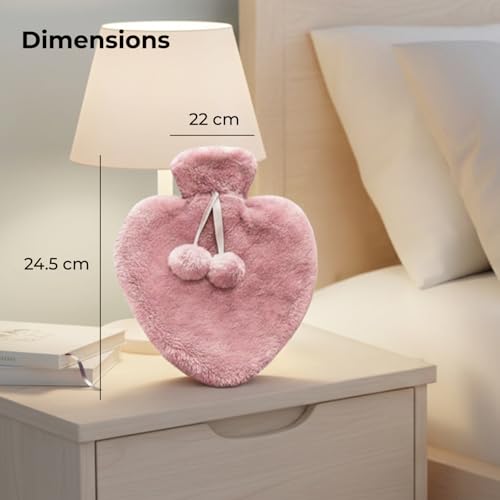 Image of Lifelong Heart Shaped Hot Water Bottle 1000 ml with Washable Fur Cover | Hot Water Bag for Pain Relief & Period Cramps | Ideal for Hand & Belly Warmer | Comfort with Leak-Proof Design (LLEHWB18)