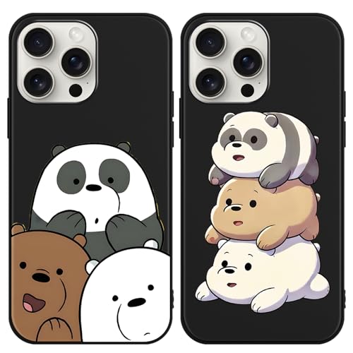 Yimctoie [2 Piezas] Funda para Xiaomi Redmi 9A 4G 6,53',Carcasa para Teléfono Móvil con Cartoon Anime Cute We Bare Bears Charakter Patrón Kawaii Diseño Cover,TPU Anti-Choques Silicona Case,Anime