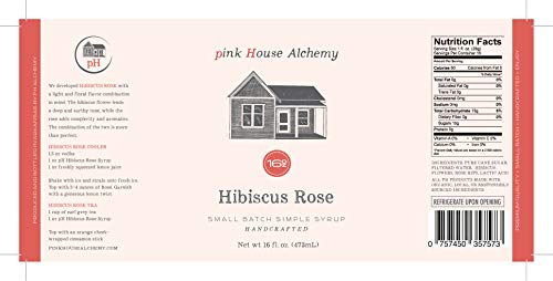 Pink House Alchemy Hibiscus Rose - Simple Syrup 16 Oz Bottle For Your Cocktails Or Non-Alcoholic Mocktail Drink Recipes Or Add To Flavor A Coffee - We Use Fresh Hibiscus Flowers, Rose Petals – Hrsb #TOP1