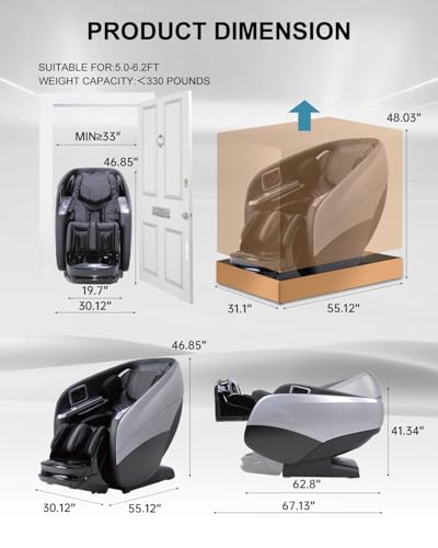 Image of Massage Chair Full Body,4D Zero Gravity Massager Recliner with Touch Screen Controller, SL-Track Heating, Foot Massage, Auto Modes, Bluetooth Speaker, Black