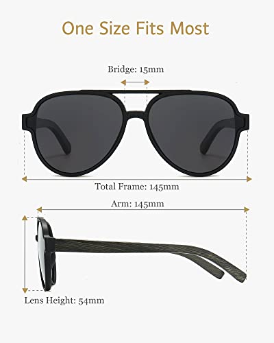 ANRRI Wood Sunglasses UV Protection Polarized Lenes Classic Aviator Wooden Frame for Men and Women3