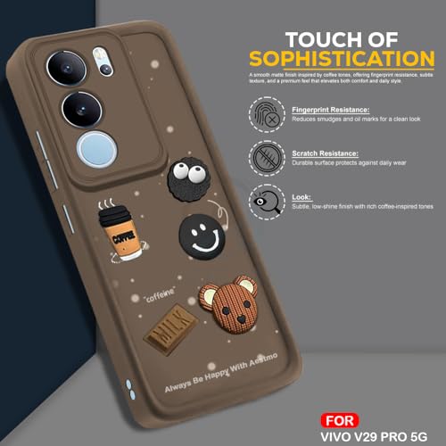 Image of AESTMO Back Case Cover for Vivo V29 / V29 Pro Cover | Cute Fun Cartoon 3D Ball | Coffee Silicone Case | Full Body Protection | Camera Protection Back Cover for Vivo V29 / V29 Pro (Brown)