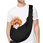 PETLOFT Reversible Dog Cat Carrier Sling, Hands-Free Adjustable Puppy Sling & Small Dog Carrier for Pets up to 11lb/4.99kg, Black