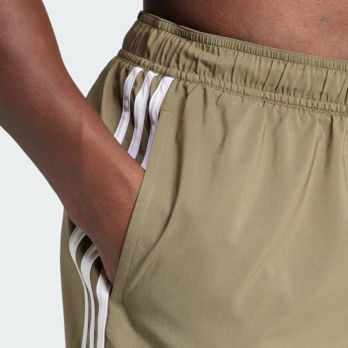 adidas Men's Standard 3-Stripes CLX Swim Shorts, Olive Strata/White, Small3