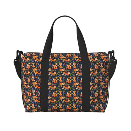 Sac de voyage renard pour hommes et femmes - Grand cabas imprimé léger