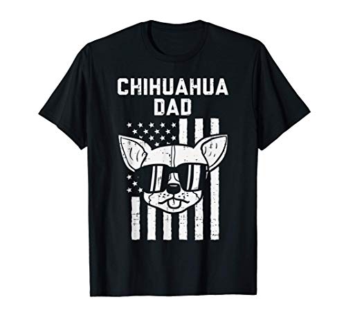 Uomo Chihuahua Dad Flag Cool Chiwawa Patriotic Dog Owner Men Gift Maglietta