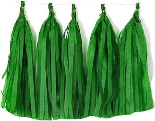 EliteKoopers 5Pcs Green Tissue Tassels Paper Garland Hanging Bunting For Wedding Birthday Party Decor