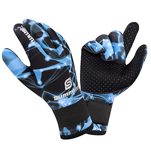 Summshall Wetsuit Gloves 3MM Neoprene Gloves Water Resistance Thermal Antislip Warm Swimming Gloves for Men Women Spearfishing Surfing Rafting Kayaking Paddling Scuba Diving
