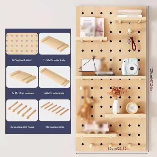 Genérico Estante de Pared para Herramientas, Panel Perforado para Garaje, Almacenamiento de Brocas, Juego de Llaves, Soportes, Panel Perforado de Madera, Kit de Panel Perforado, Organizador de Pared