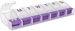 Ezy Dose Weekly (7-Day) Pill Organizer, Medium Planner, Colour May Vary | Vitamin & Supplement Medicine Case, Spacious Push-Button Compartments, Convenient & Easy to Use, Great for Travel, BPA-Free
