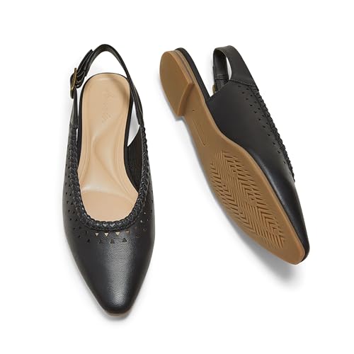 Arromic Women's Flats Pointed Toe Slingback Comfortable Slip-On Leather Shoes Black/White/Brown Dressy Casual for Work, Office, Travel3