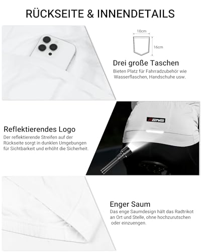 MEETYOO Kurzarm ＆ Langarm Herren Rennrad Trikot, atmungsaktiv, leicht, schnelltrocknend, mit leicht öffnendem Reißverschluss und 3 Rückentaschen, ideal für Frühling Sommer