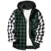 Plaid Shirt with Hood for Men Long Sleeve Casual Button Down Checkered Shirts Jackets Stylish Pocket Fall Fashion Western Style Matching Outfits Lightweight Winter Clothes 01# Army Green 3X-Large