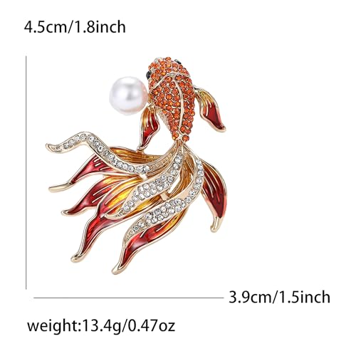 Image of Rhinestone Goldfish Brooches and Pins for Women Fashion Accessories Clothing Pins