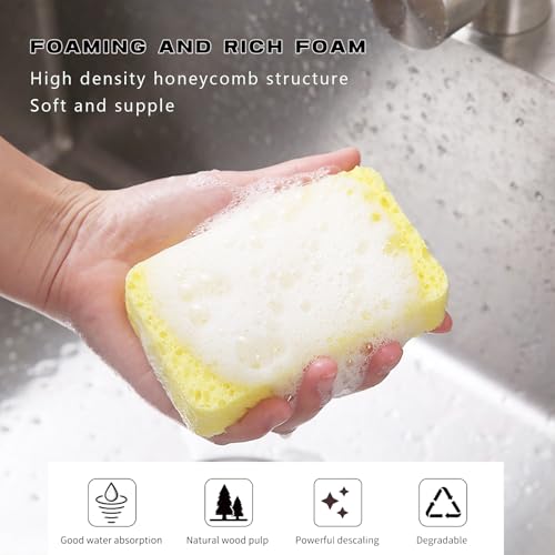 Image of Large Cellulose Sponges, Thick Heavy Duty Scrub Sponges, Kitchen Sponges for Dish, Non-Scratch Scrubber for Household, Cookware, Bathroom (5 Pack)