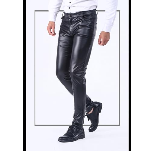 Stretch Biker Leather Pants Slim Men's Leggings Tight Pants3