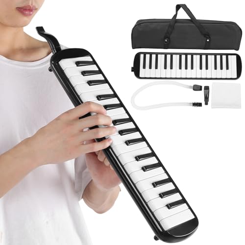 32 tasti di pianoforte Tubo Melodica Pianica Tubo flessibile lungo Melodica con borsa per il trasporto del cannello per bocchino(Nero) strumento a fiato Strumenti Da Gioco
