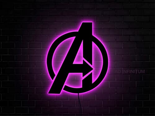Image of AD INFINITUM 16 Colors LED wall Lamp with Mobile App Control, Comic Lover, Bat Cave, Night Lamp, for Gift, Kids Room, Gaming Setup, Gaming Room, Man Cave. (Avengers -16 Colors)