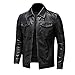 SWEPER Herren Lederjacke - Mode Herren Langarm Lederjacke Herbst Einfaches Revers Schlanke Einfarbige Lederjacke Lässige Herrenjacke,Schwarz,L
