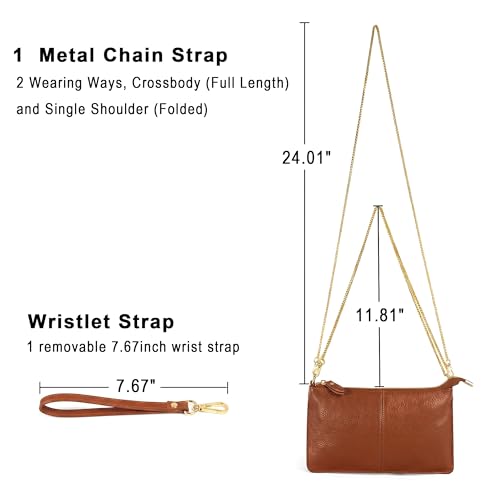 Image of YALUXE Genuine Leather Wristlet Handbags Purses Cell Phone Pocket Clutch Wallet Crossbody Bags for Women