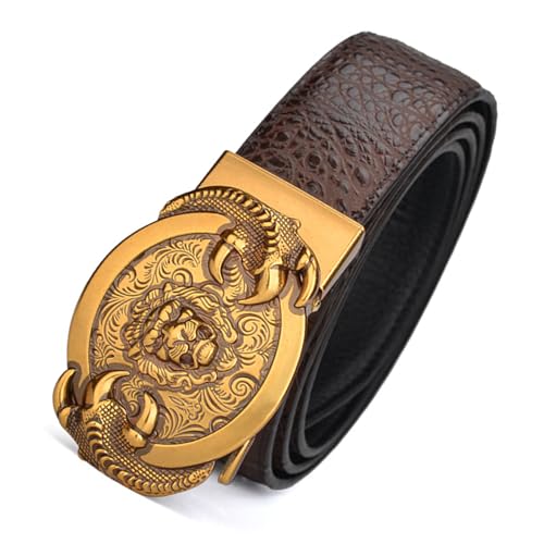 Ceinture crocodile faite à la main et boucle lion pour style western chic