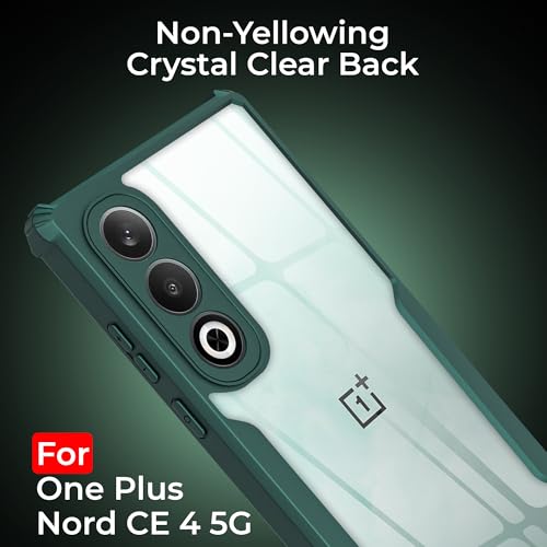 Image of A rtistque Transparent Back Cover Case Compatible with OnePlus Nord CE 4 | Acrylic Armor | Anti-Drop | Shockproof TPU Edge | OnePlus Nord CE 4 Back Cover - Green