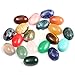 CAB 20-Piece Natural Stone Cabochon Beads for Jewelry Making - Oval, Random Color, Crystal Quartz, Size 10x14mm