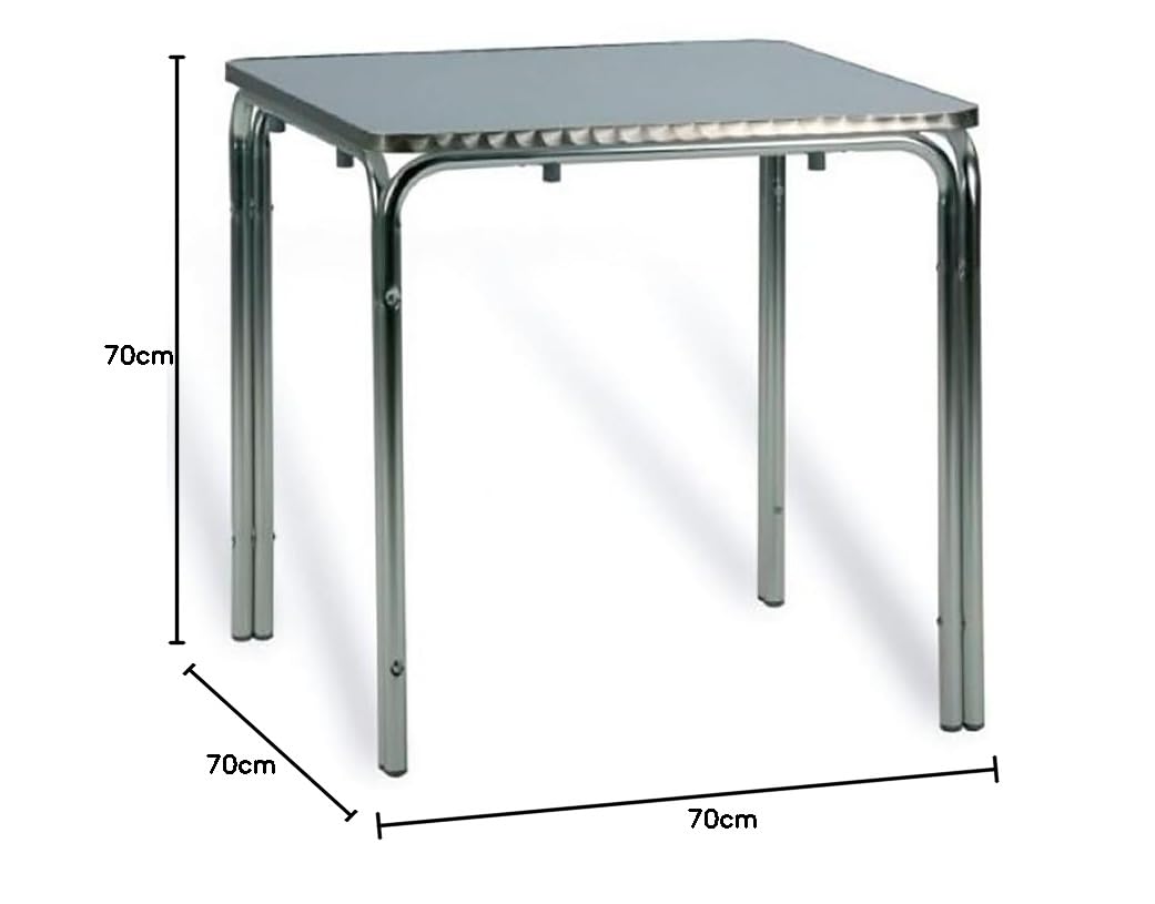 MBH - Tavolo in Alluminio Impilabile 70x70 cm per la Ristorazione, per Interni ed Esterni, Ideale per Bar, Ristorante e Caffetteria