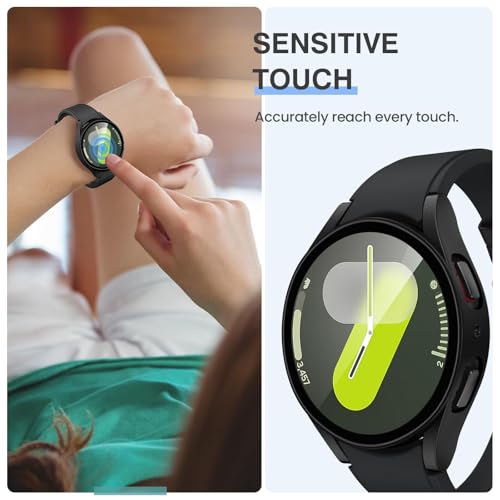 Image of VEMIGON Hard PC Case Compatible with Samsung Galaxy Watch 7 2024 Screen Protector Case 40mm, High Sensitive Protective Face Cover with Bumper Built-in Tempered Glass Film - (40mm Black)