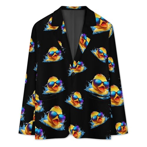 Rubber Duck with Glass Mens Suit Jacket Lapel Blazers 2 Button Business Coat Tuxedo for Wedding Dinner3