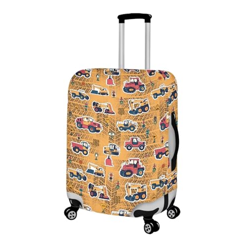 Image of Coloranimal Yellow Engineering Vehicle Luggage Covers for Women Men Girls Boys Luggage Covers Elastic Washable Suitcase Protector Suitcase Cover Protector Fits 22-24 inch