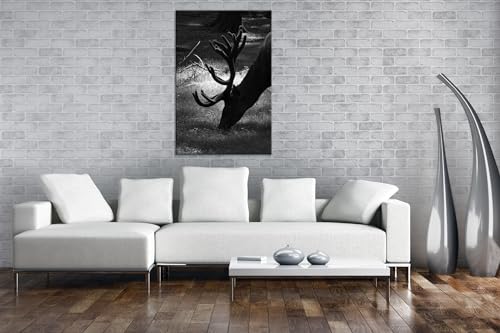 Tableau cerf rouge deyoli grand format 90x60 en bois véritable - 2