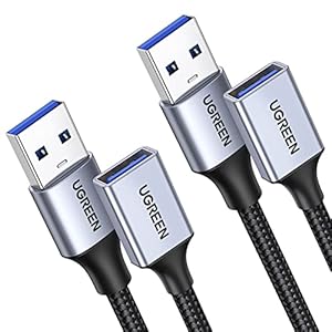 UGREEN 2 Pack USB Extension Cable, (1.5 FT+ 1.5 FT) USB 3.0 Extender Cable Nylon Braided Compatible with...