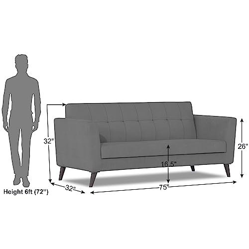 Image of Adorn India Dannis 3 Seater Sofa (Grey) (3 Year Warranty)