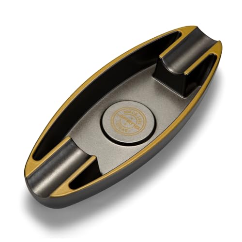 CIGARLOONG Aschenbecher Portable Reise 2 Slot für Haushalt Desktop Patios Innen Outdoor Büro Dekoration Zigarren Aschenbecher (Schwarz)