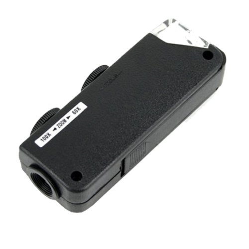 60x to 100x Zoom LED Microscope Jewellery Jeweller’s Pocket Portable Magnifier Magnifying Loupe Glass Eye Lens Pieces with Extreme Zoom Focus and Illuminated LED Light