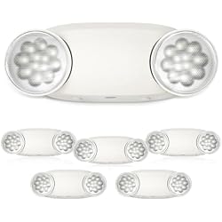 FREELICHT 6 Pack Emergency Lights for Business, Hard Wired, LED Emergency Lights with Battery Backup, 2 Heads Adjustable Commercial Exit Lighting Fixtures, UL 924 Certified