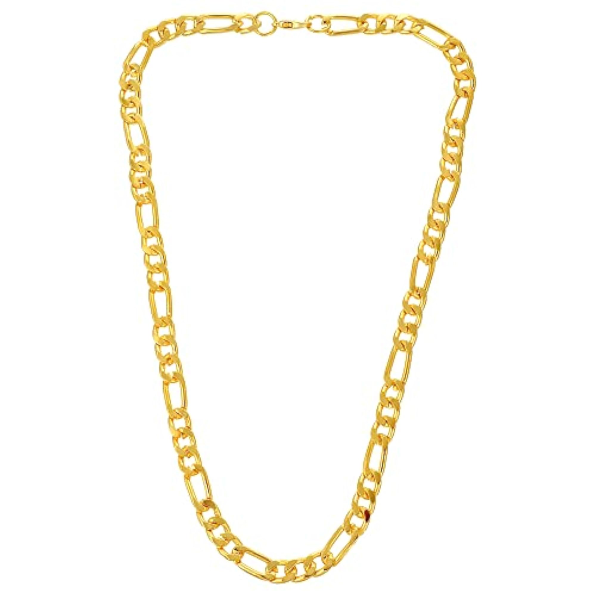 Men's Gold Plated Flat Interlinked Necklace Chain, 24 Inch