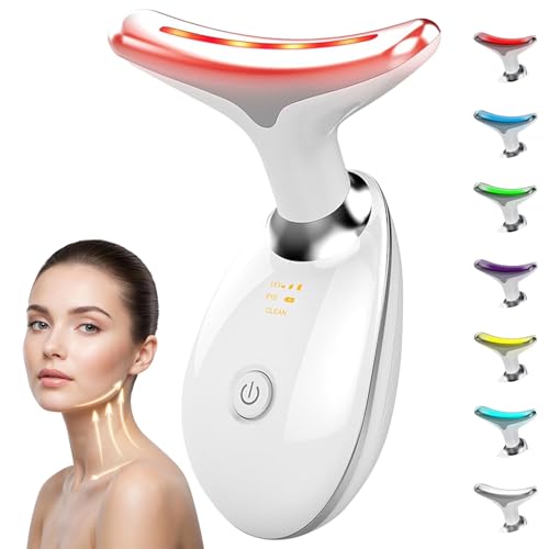 Facial Massager 7 Color Face and Neck Massager for Skin Care at Home Portable Beauty Skin Care Tools White