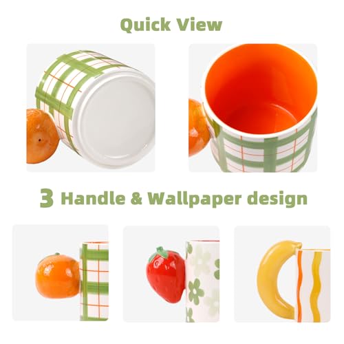 Set de 3 tazas de cerámica con diseño frutal miniatura 4