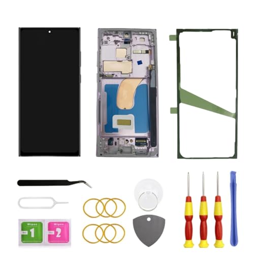 OLED for Samsung Galaxy S23 Ultra 5G LCD Screen Replacement for Samsung S23 Ultra Touch Digitizer Screen Display Assembly with Frame Toolkits S918U S918A US Version(Lavender)