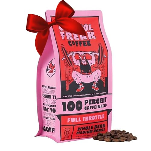 Control Freak Coffee Full Throttle - 100% Caffeine Whole Bean Coffee (12 Oz) | High Caffeine Strong Blend | Freshly Roasted Specialty Coffee Beans | Bold Flavor, Smooth Roast Balanced Espresso