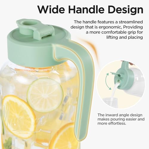Image of Mason Jar Pitcher - Airtight & Leakproof Glass Pitcher with Lid, Perfect for Breastmilk, Cold Brew, and Sun Tea, 2 Quart (64 oz) Mason Jar with Pour Spout Lid