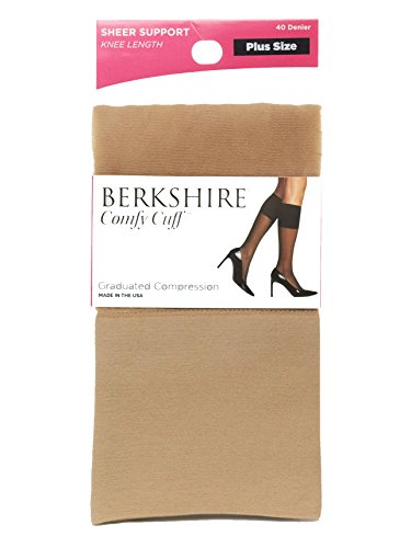 Berkshire Plus Women's Size Queen Sheer Graduated Compression Trouser Sock, Nude