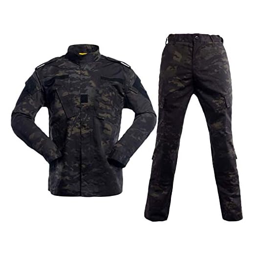 LANBAOSI Uniforme Tactique Homme Combat Chemise Militaire Veste et Pantalon Militaire Paintball Ensemble ACU de Chasse dans Les Bois Camo