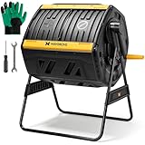 Maygrove Outdoor Compost Bin 53 Gallon, Dual Chamber Large Compost Tumbler for Garden Backyard, with...