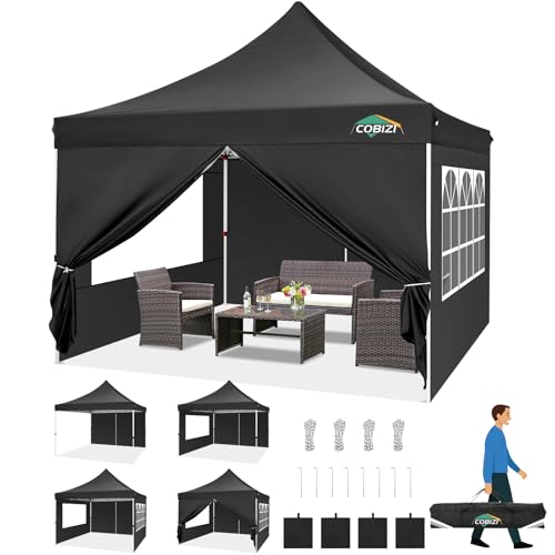 COBIZI Canopy 10x10 Pop Up Canopy Tent with 4 Sidewalls,