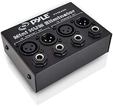 PYLE-PRO Compact Mini Hum Eliminator Box - 2 Channel Passive Ground Loop Isolator, Noise Filter,AC Buzz Destroyer,Hum Killer w/ 1/4" TRS Phone,XLR Input/Output,Uses 1:1 Isolation Transformer - PHE400