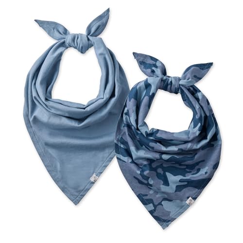 Pet Passion Bandit - The PET Bandana 100% Organic Cotton Pet Bandanas Clothes for Small, Medium, Large Dogs​​, 2-Pack Camo-Navy, X-Small/Small
