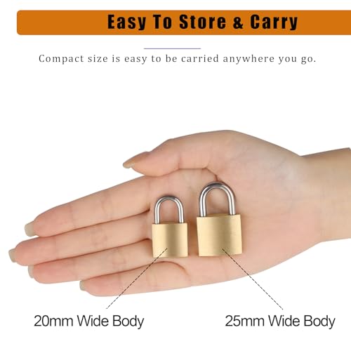 Fuaxat 10Pack Small Locks with Same Keys, 3/4" (20mm) Wide Lock Body Solid Brass Mini Luggage Locks, Little Padlocks for Suitcase/Luggage/Backpack/Tool Box/Diary Book/School Locker/Travel Lock - Image 5